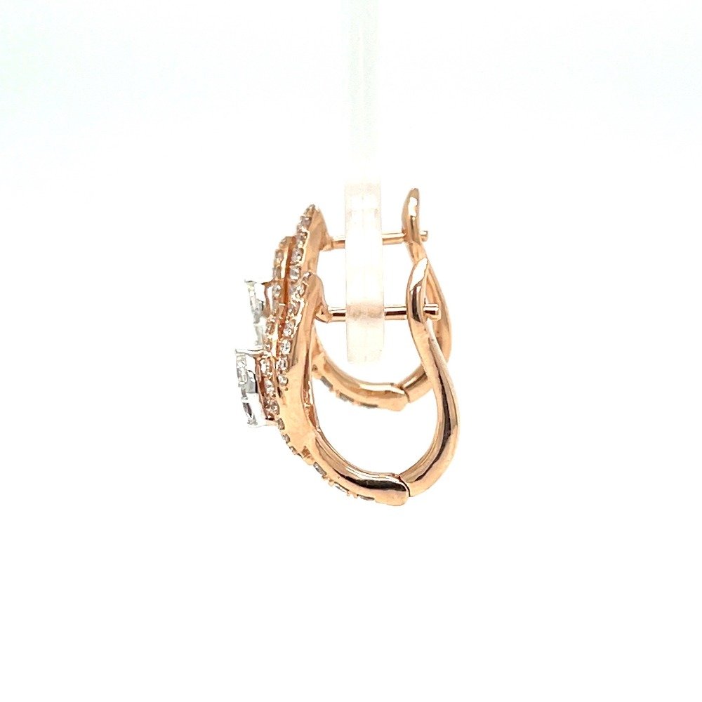 Tear Drop Diamond Bali Hoop Earring