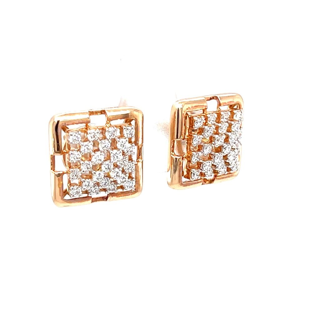 Pyramid dome diamond stud earring in 18k rose gold 0top167
