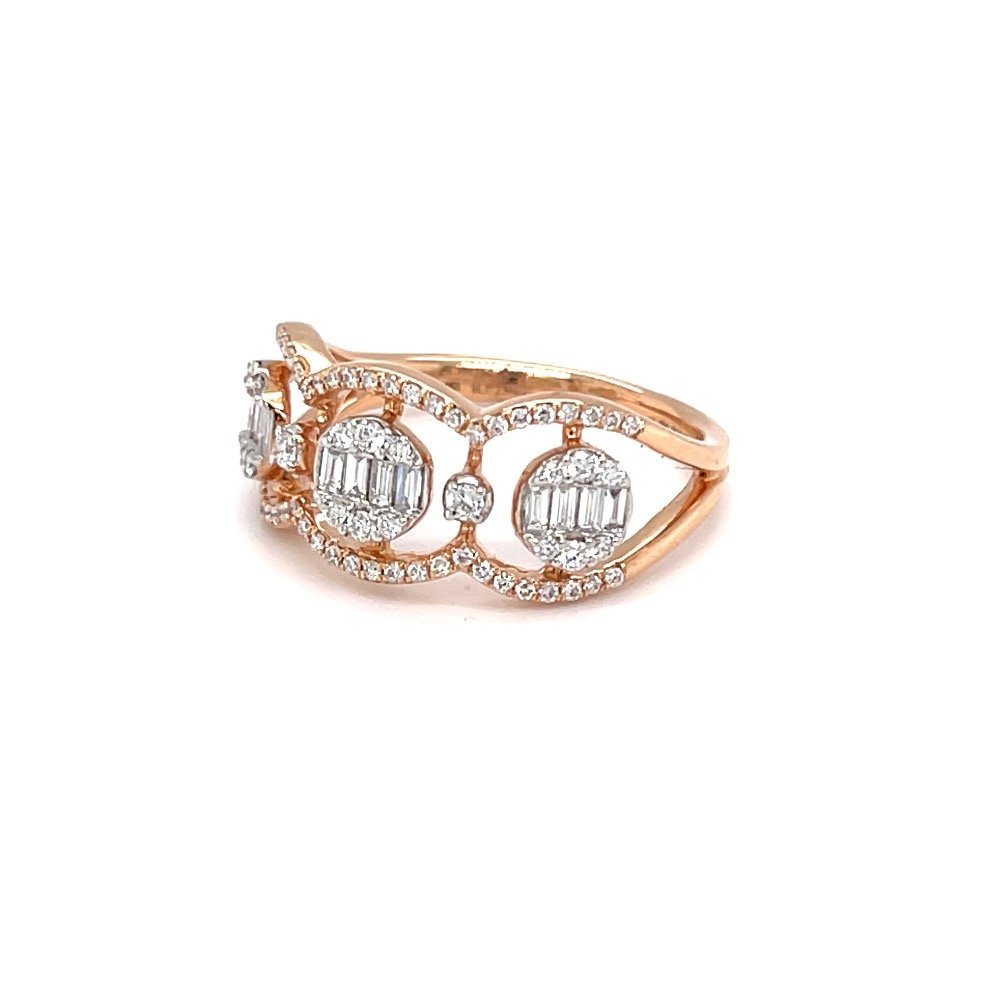 Tri pressure set diamond ring in 18 karat hallmark rose gold