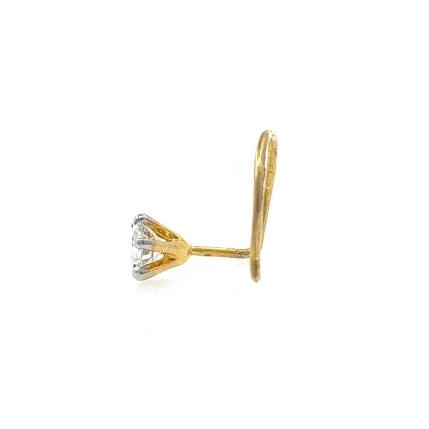 18kt / 750 yellow gold classic single 0.08 cts diamond nose pin 9NP34