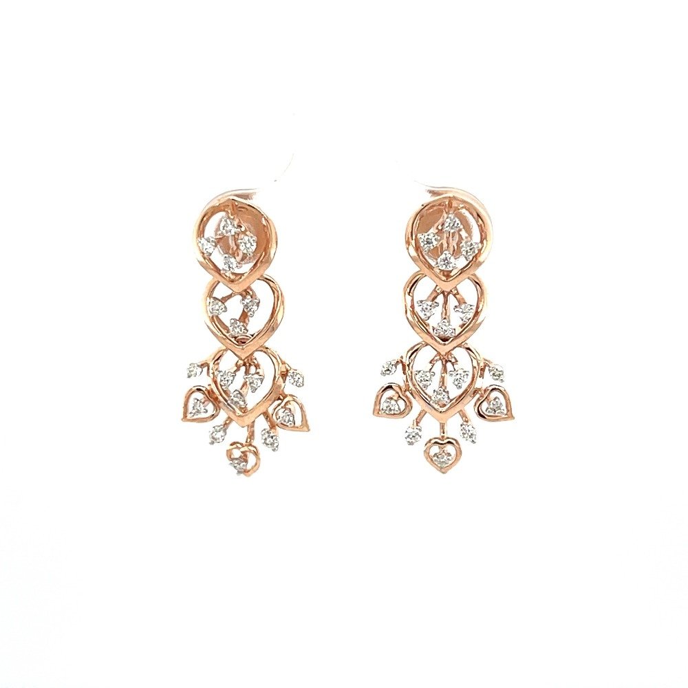 Trio Tear Drop Hanging Mini Chandlier Earring in 32 Cents Diamonds