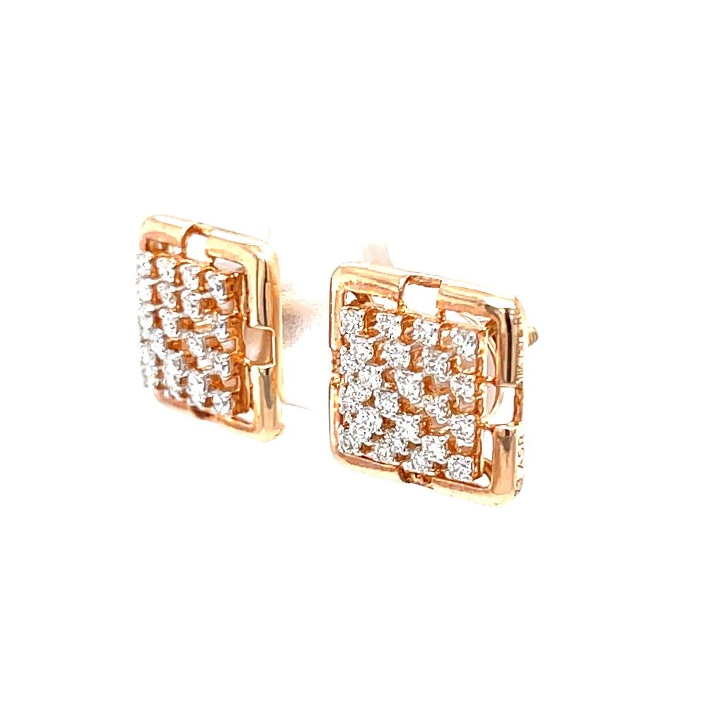 Pyramid dome diamond stud earring in 18k rose gold 0top167