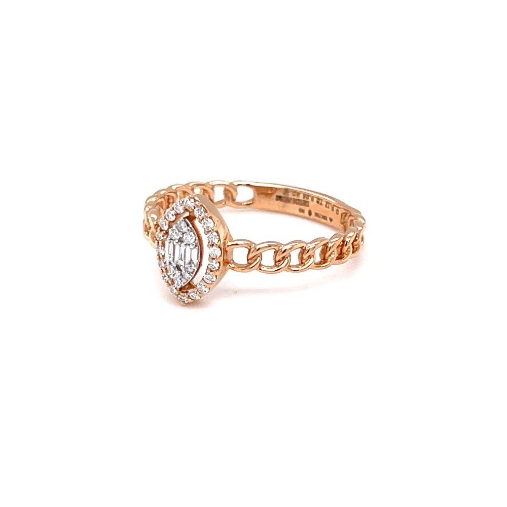 Marquise shape pressure set in cuban band design with baguettes