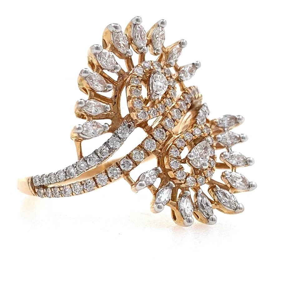 18kt / 750 rose gold floral diamond ladies ring 9lr79