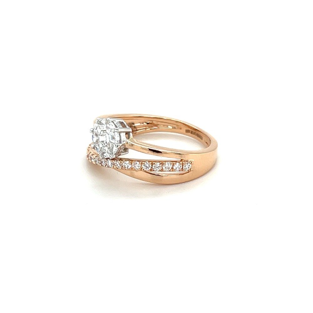 Trio Band With Eva Cut Diamond Ring in 18k Rose Gold