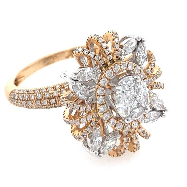 18kt / 750 rose gold anniversary cocktail diamond studded ladies ring 8lr158