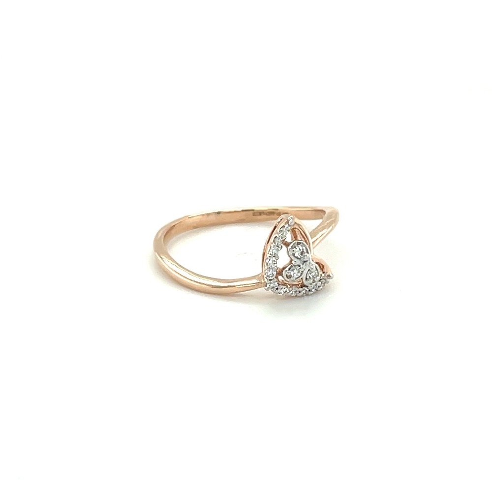 Heart Shaped Diamond Ring with Twisted 14k Rose Gold Band