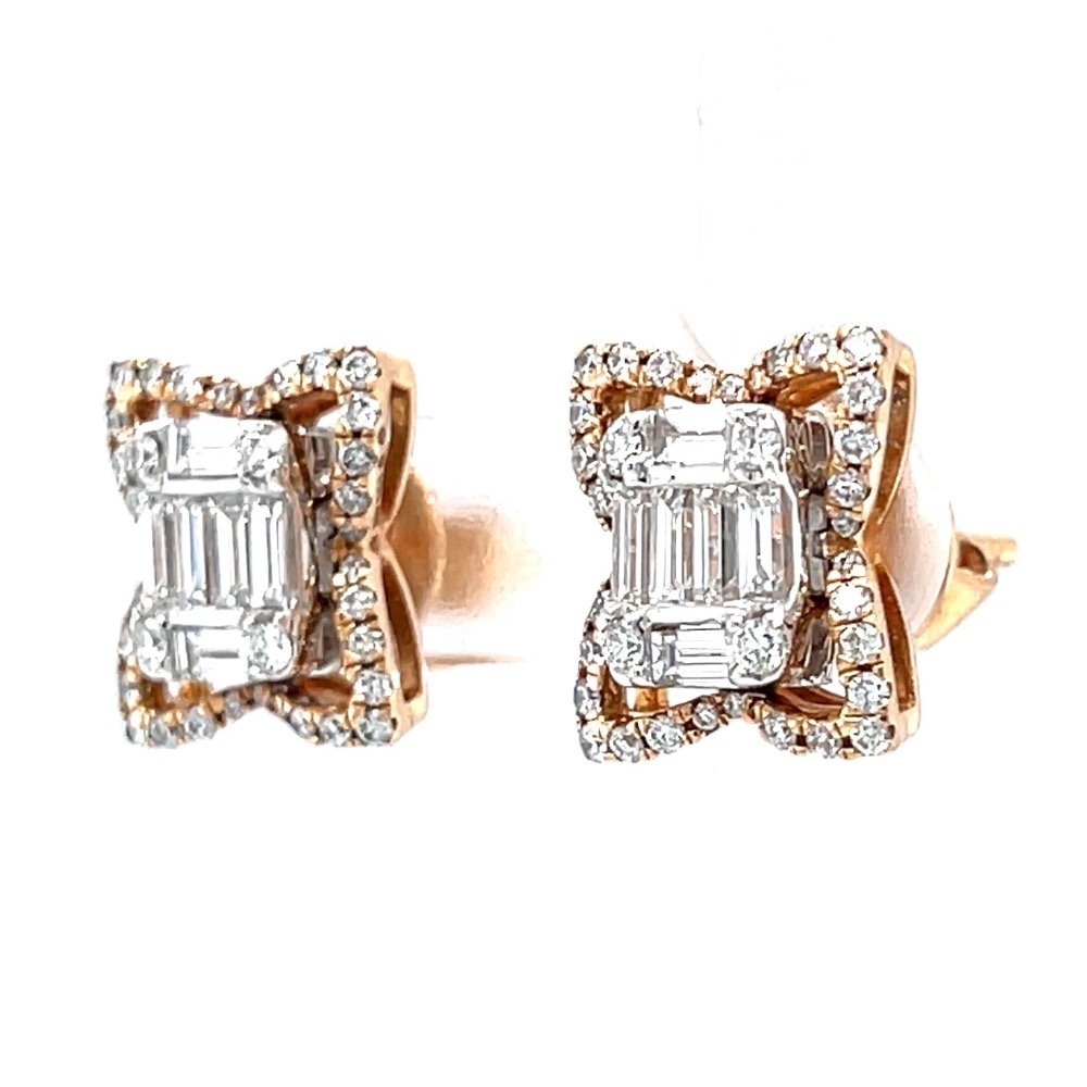 Emerald cut pressure set with butterfly wings diamond earrings 8top30