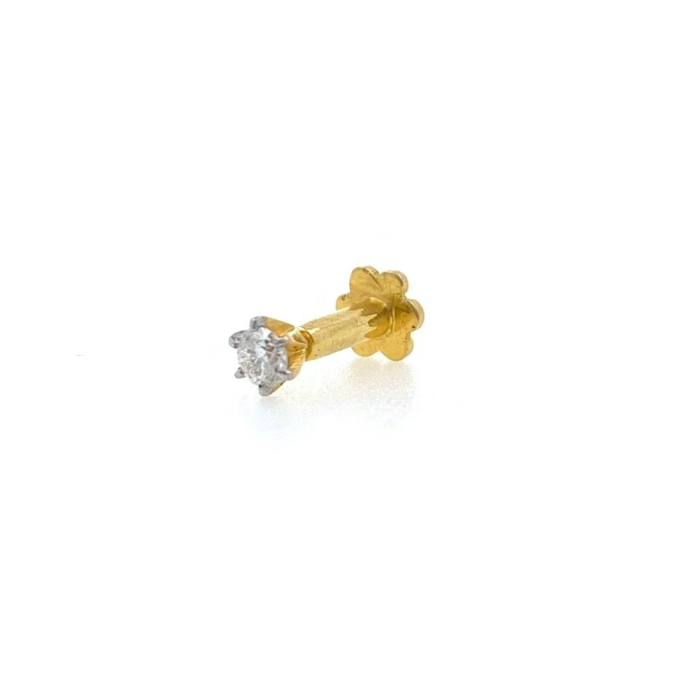 18kt / 750 yellow gold classic single 0.05 cts diamond nose pin 9np150