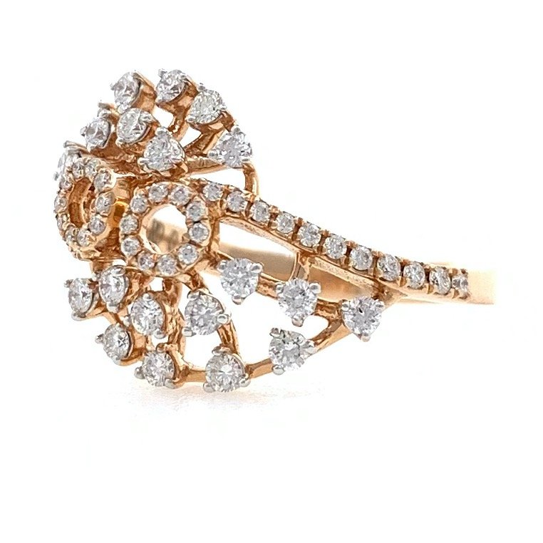 18kt / 750 rose gold fancy work wear diamond ladies ring 9lr14