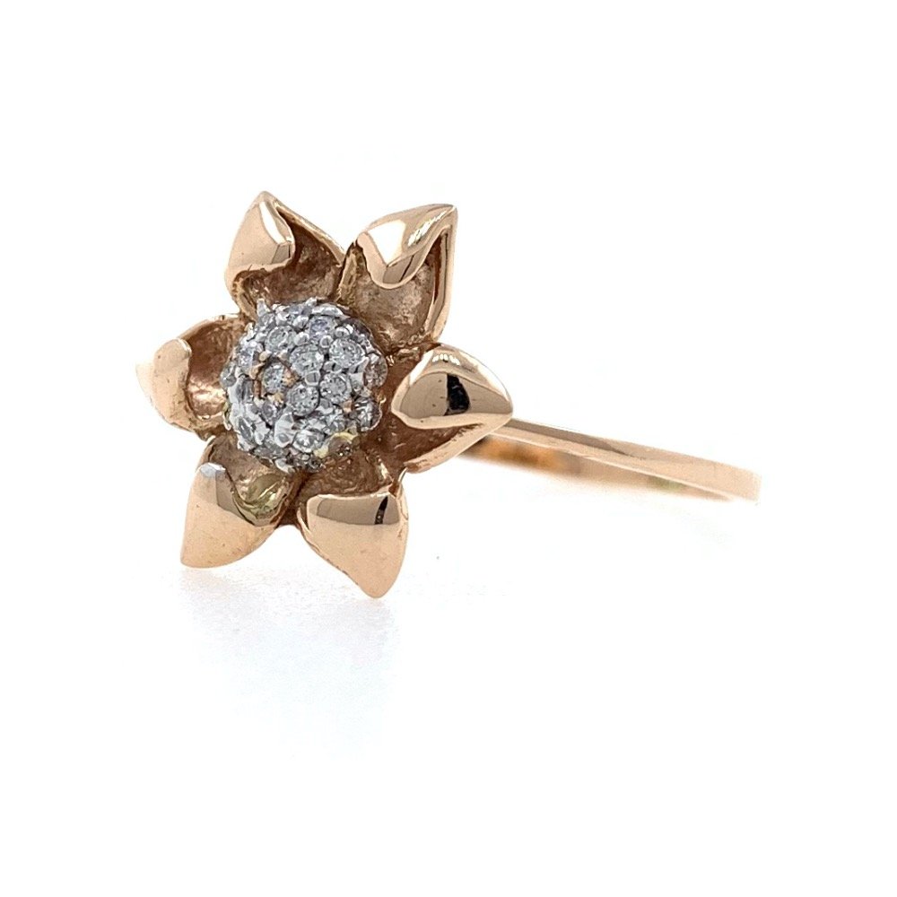 18kt / 750 rose gold sunflower diamond ladies ring 9lr168