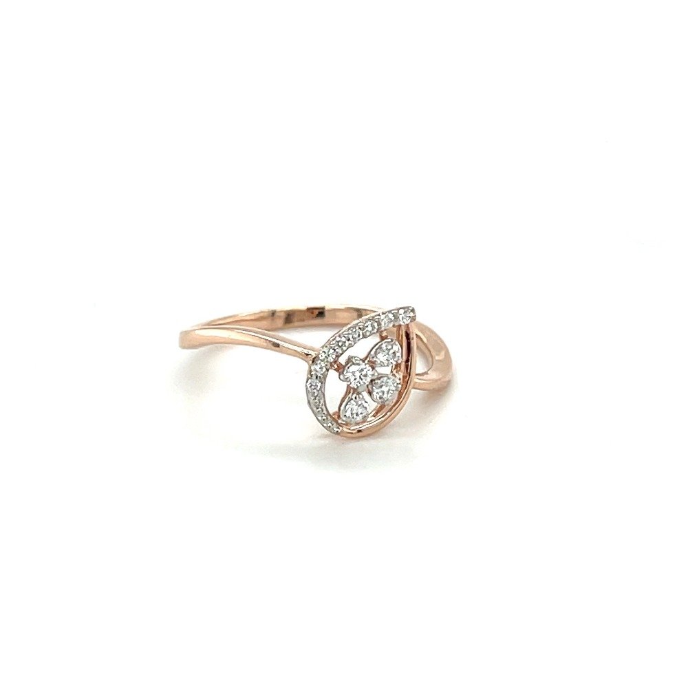 Teardrop Cluster Diamond Ring with Halo 14k Rose Gold