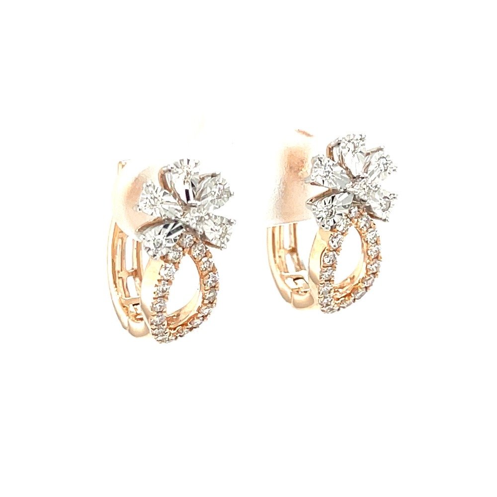 Diamond Bali Hoop Stud Earring in Miracle Setting by Royale Diamonds