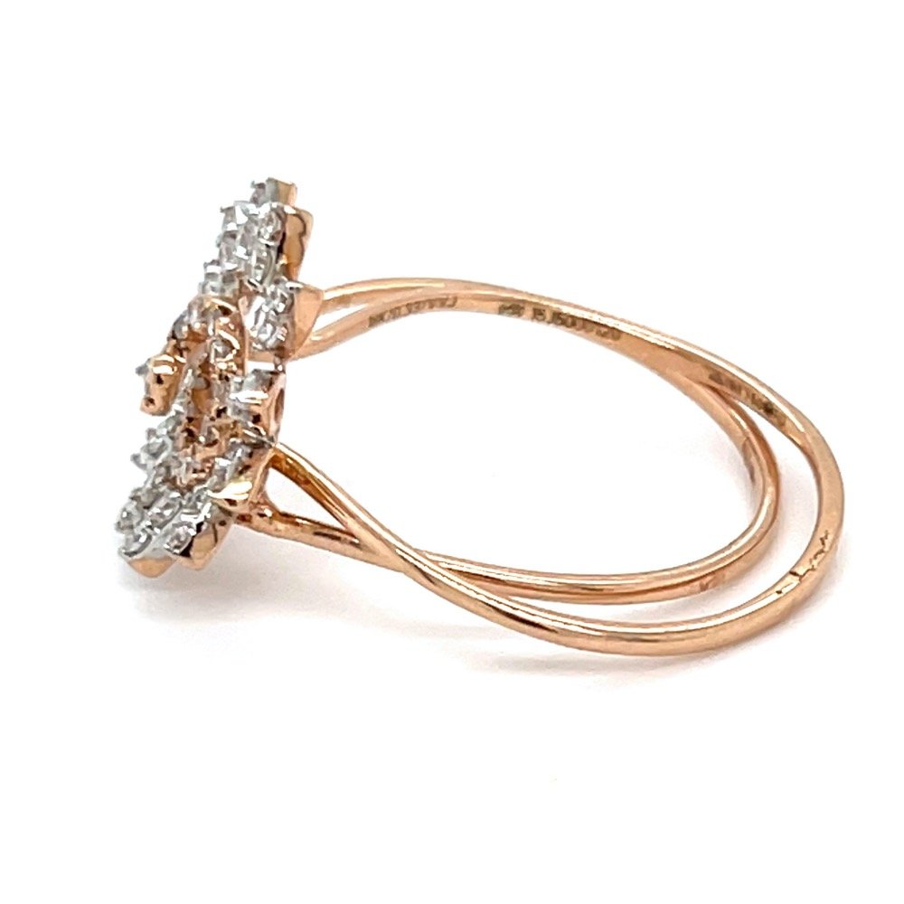 Stackable Diamond Ring with a Flower Motif in 18k Rose Gold 0LR162