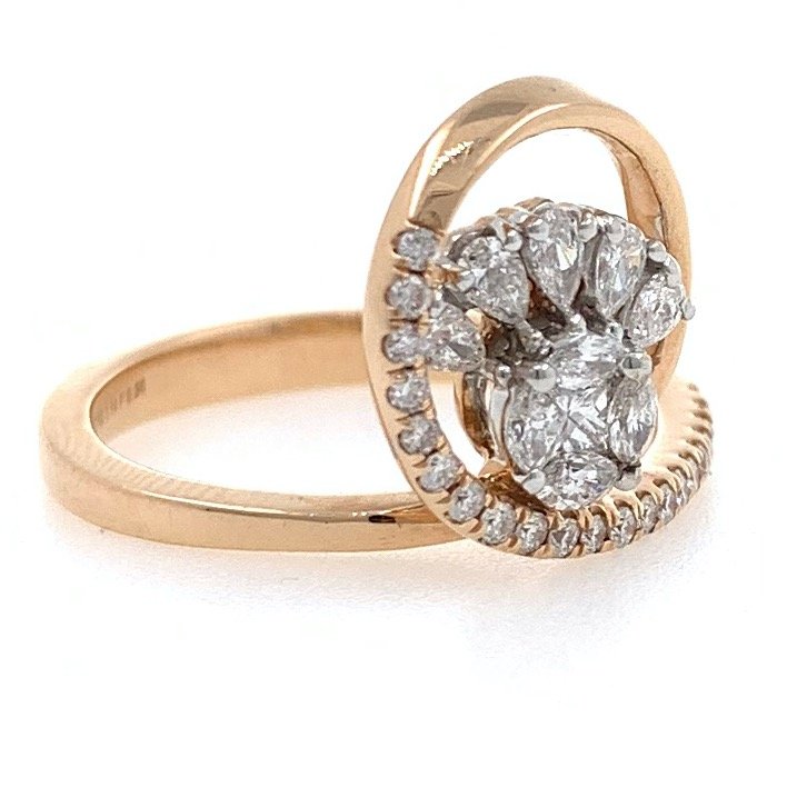 18kt / rose gold floral micro set diamond ring 8lr203