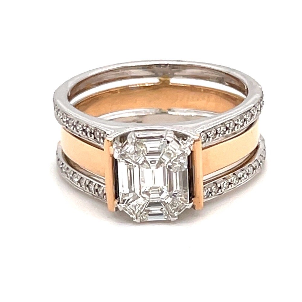 Eva Emerald Cut with Dual Band Engagement Ring