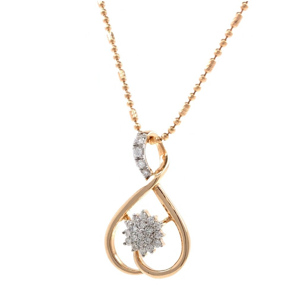 Delicada Flower Pendant हिरे in 18k Rose Gold 9SHP9