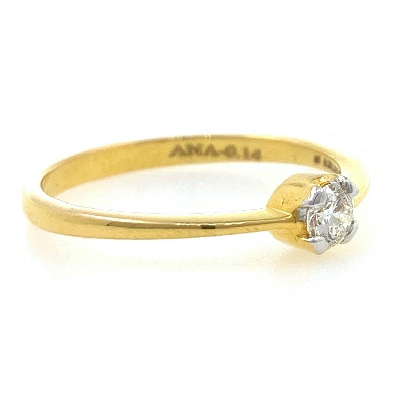 18kt / 750 yellow gold classic engagement solitaire diamond ladies ring 8lr11