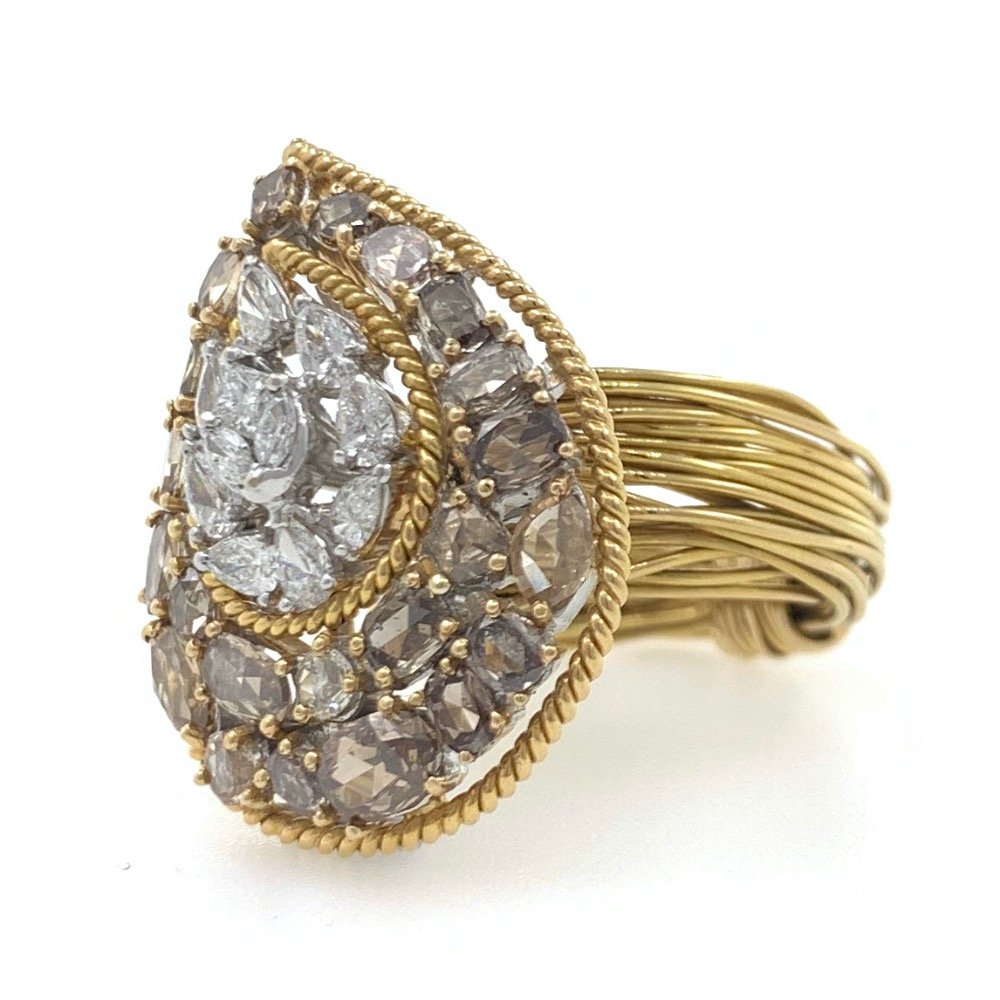 18kt / 750 yellow gold fancy cocktail ladies ring 5lr572