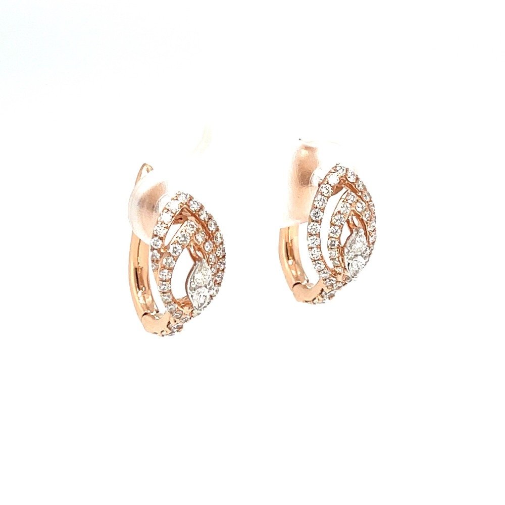 Tear Drop Diamond Bali Hoop Earring