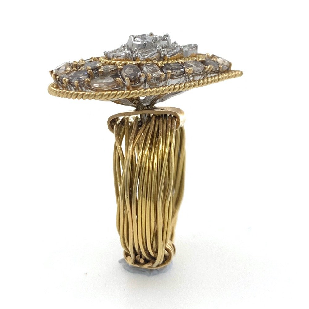 18kt / 750 yellow gold fancy cocktail ladies ring 5lr572