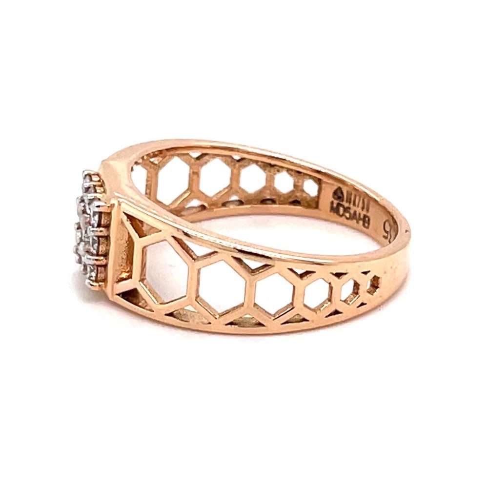 Honey Comb Mens Diamond Ring in Rose Gold