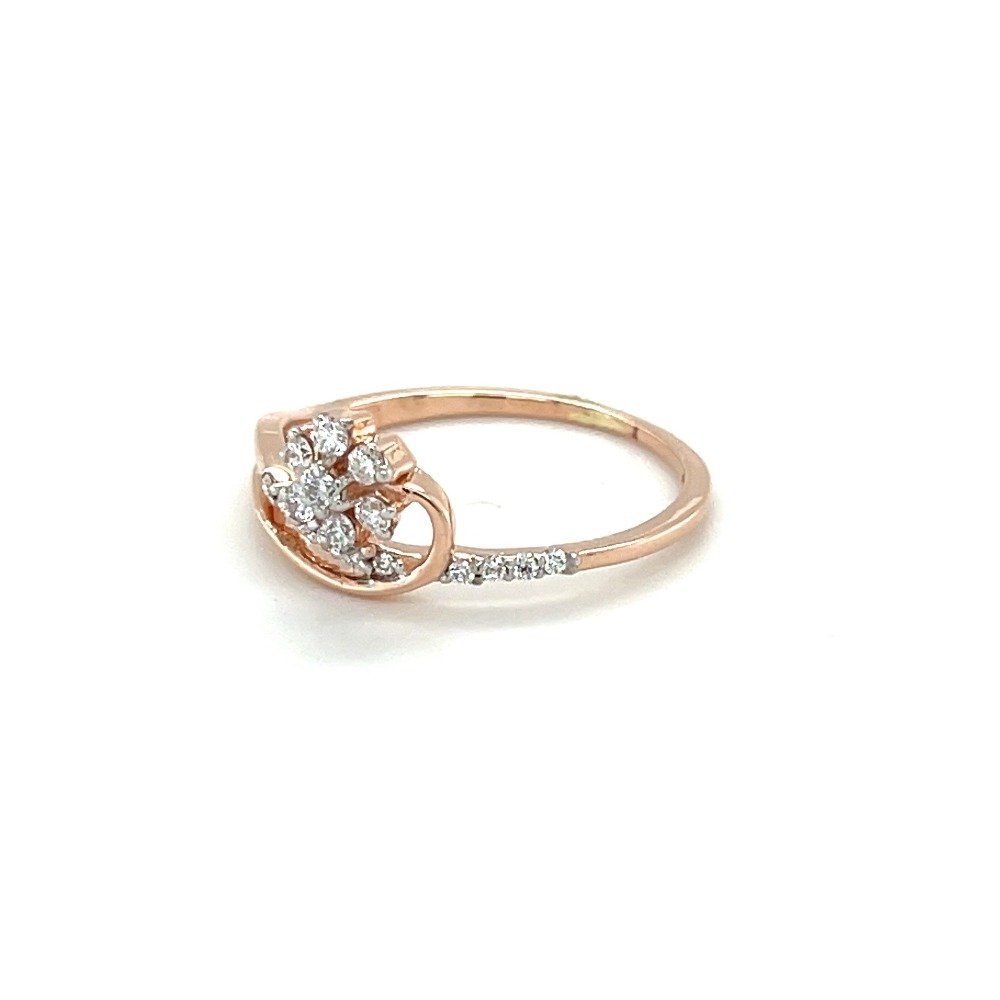 14k Rose Gold and Diamond Flower Ring with Twisted Band