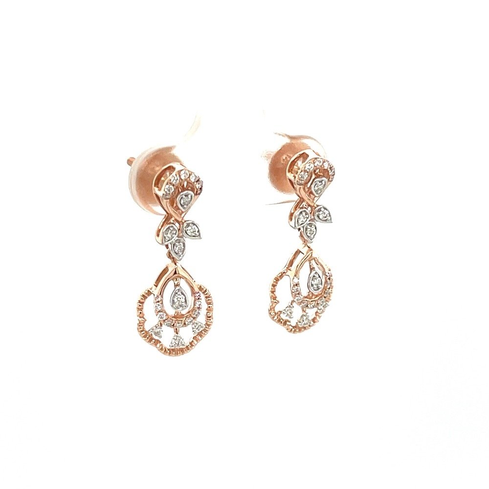 Tropfen Hanging Earring Top 0.25 cts Diamonds & 14k Rose Gold