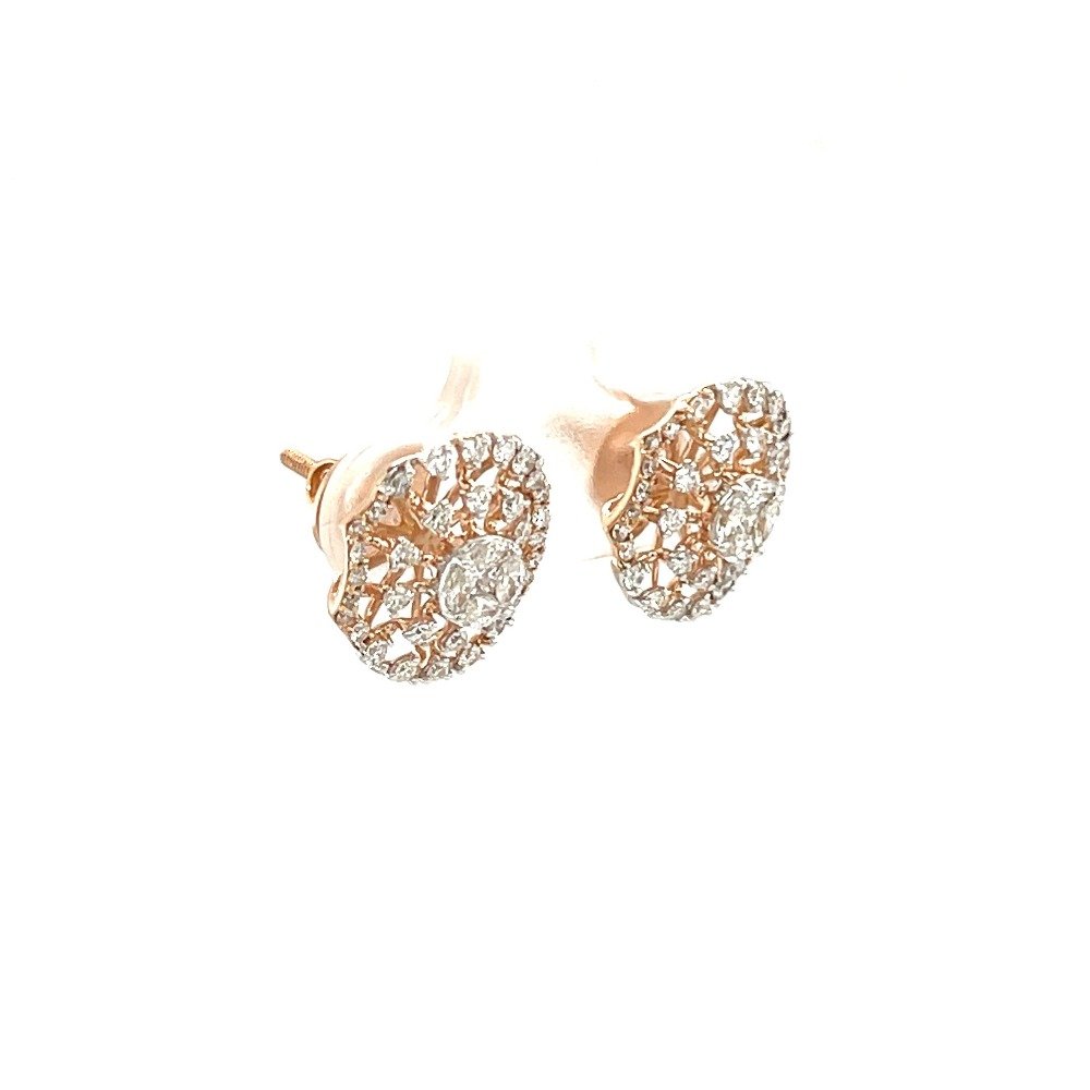 Traditional Diamond Stud Earring in 18K Rose Gold