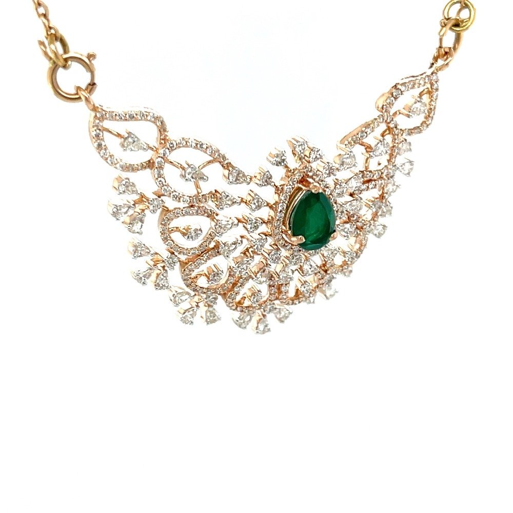 Paarambariyam Diamond Tanmaniya Mangalsutra Pendant with Green Stone