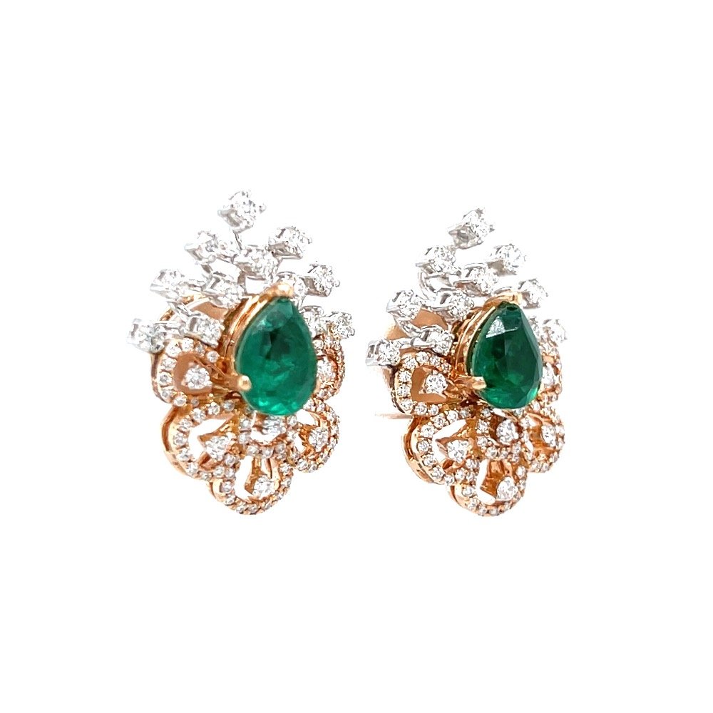 Tear drop shaped diamond tops with green stone 0top110