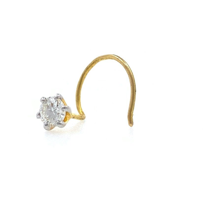 18kt / 750 yellow gold classic single 0.12 cts diamond nose pin 9NP46