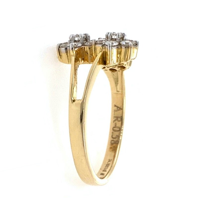 18kt / 750 yellow gold three flower diamond ring for ladies 8lr227