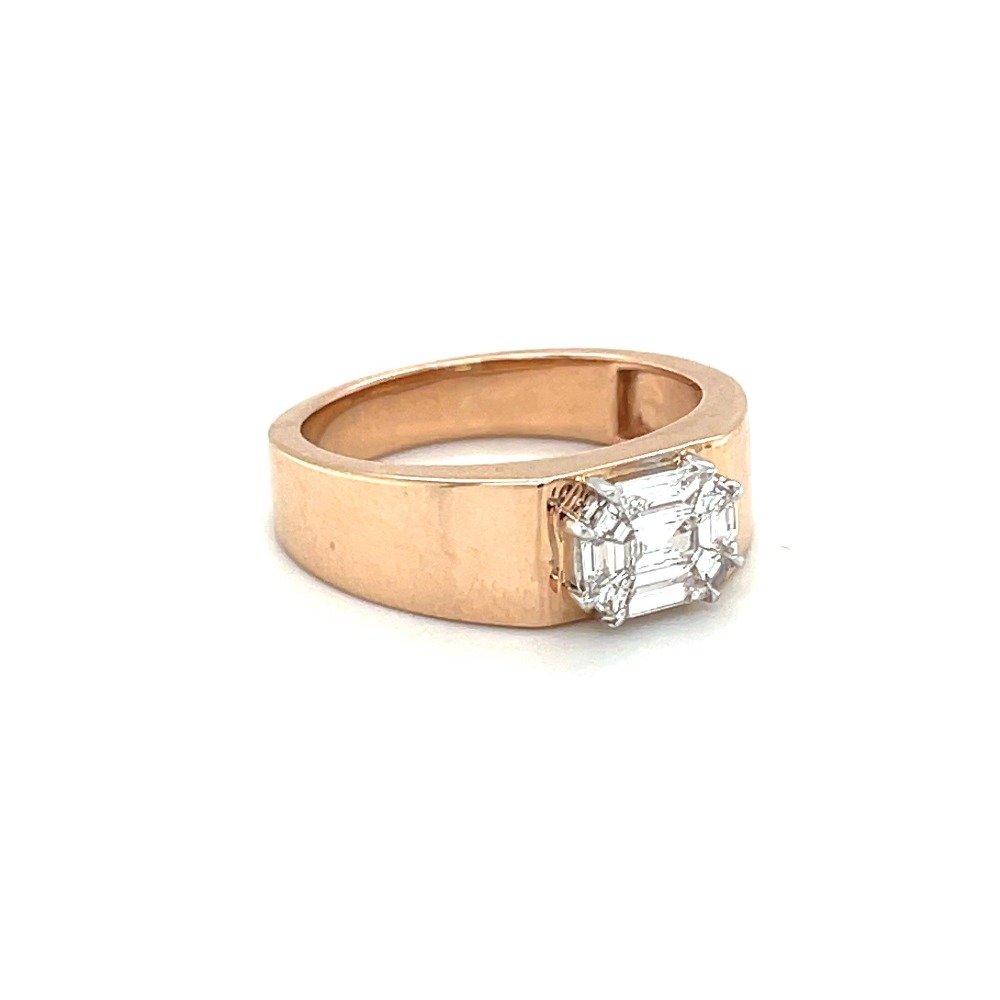 Emerald Cut Solitaire Look Ring in Rose Gold