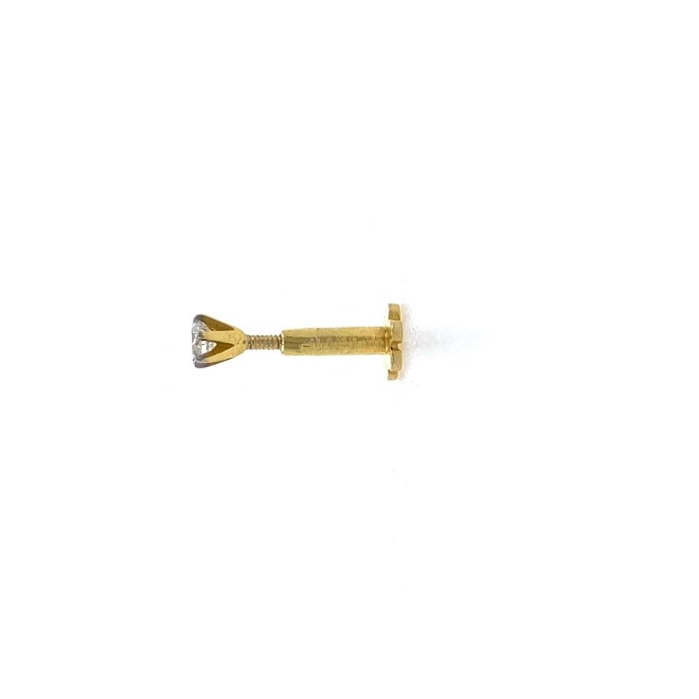 18kt / 750 yellow gold classic single 0.08 cts diamond nose pin 9NP153