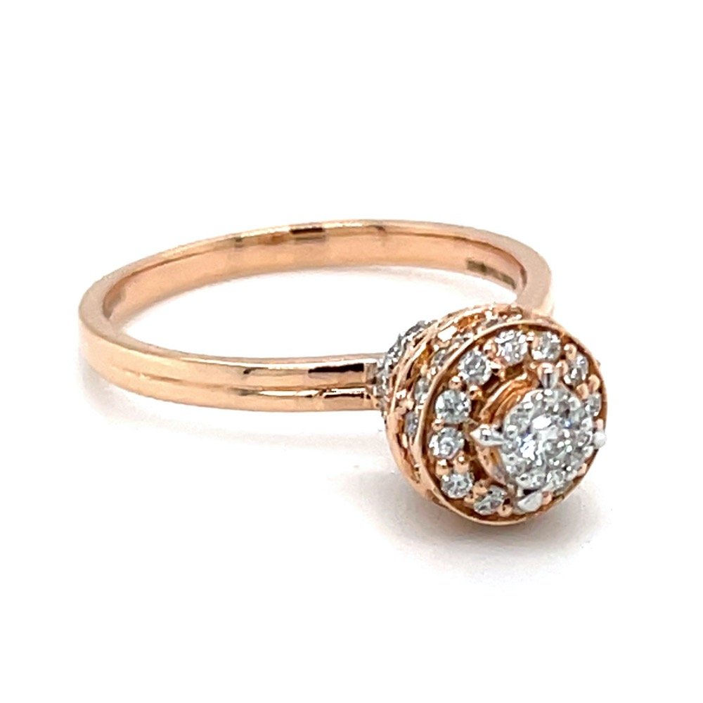 Fancy Vase Shaped Motif Diamond Ring in 18K Rose Gold 0LR164