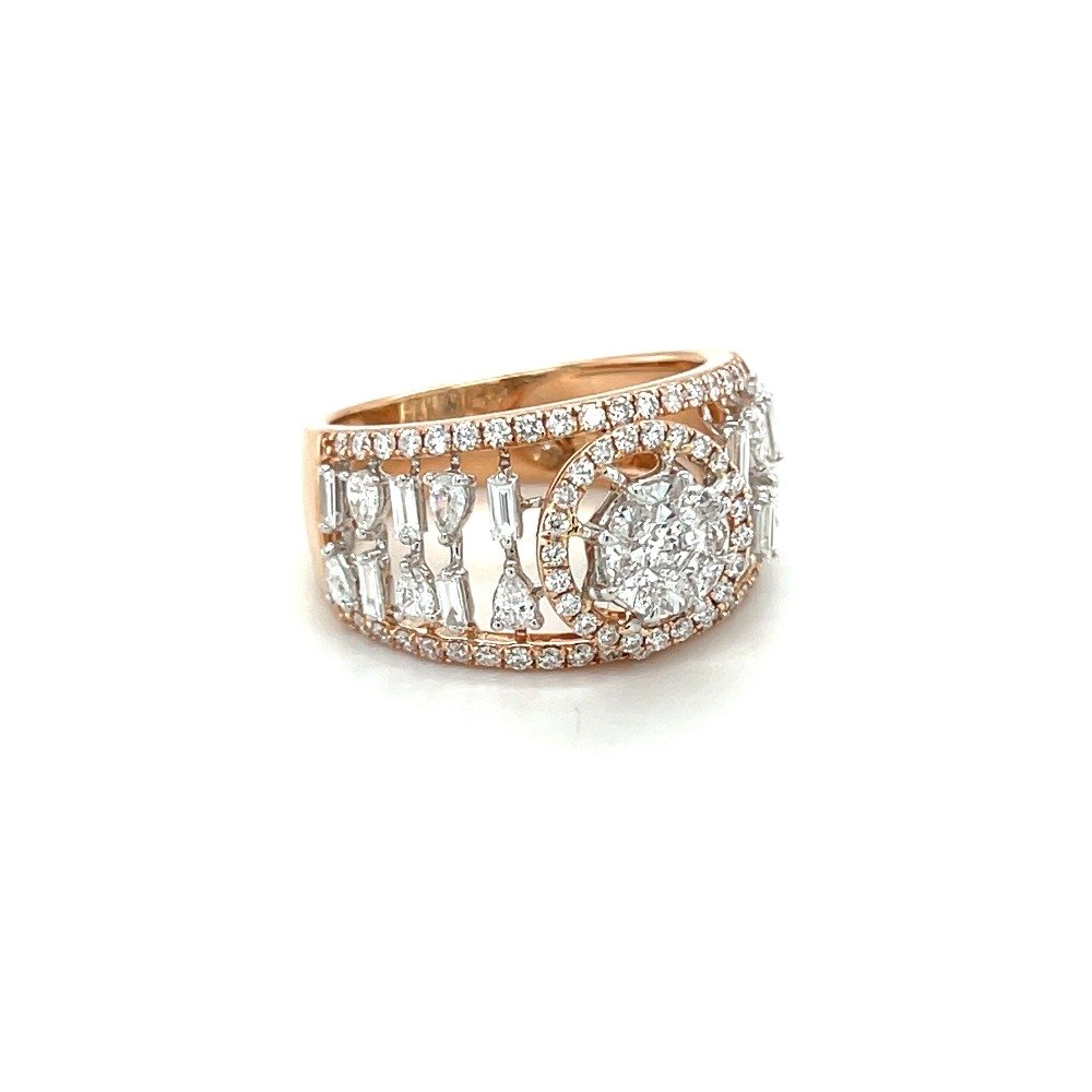 Diamond Wedding Ring with Pear Diamonds and Baguette