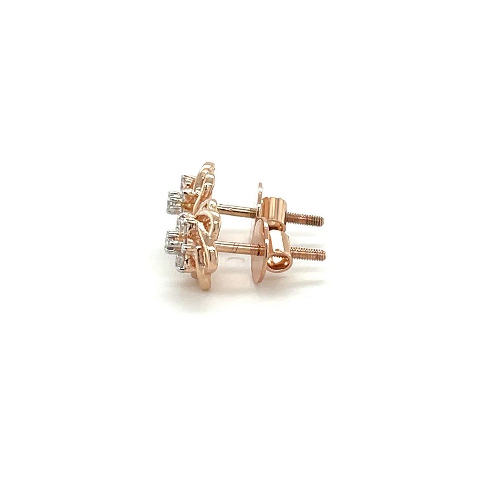 Dainty diamond stud earrings in 14k rose gold