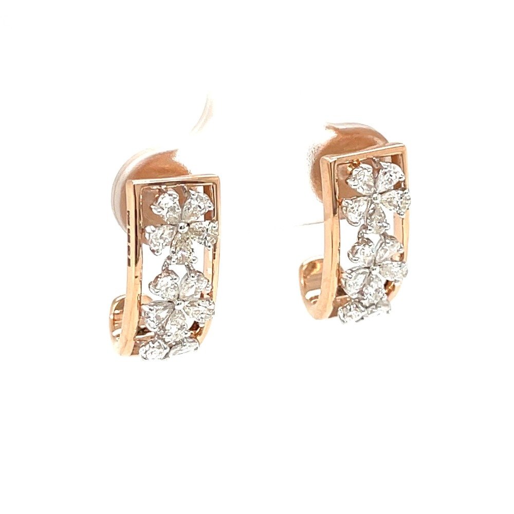 Floral Diamond Hoop Earring in Pear Shaped Diamonds