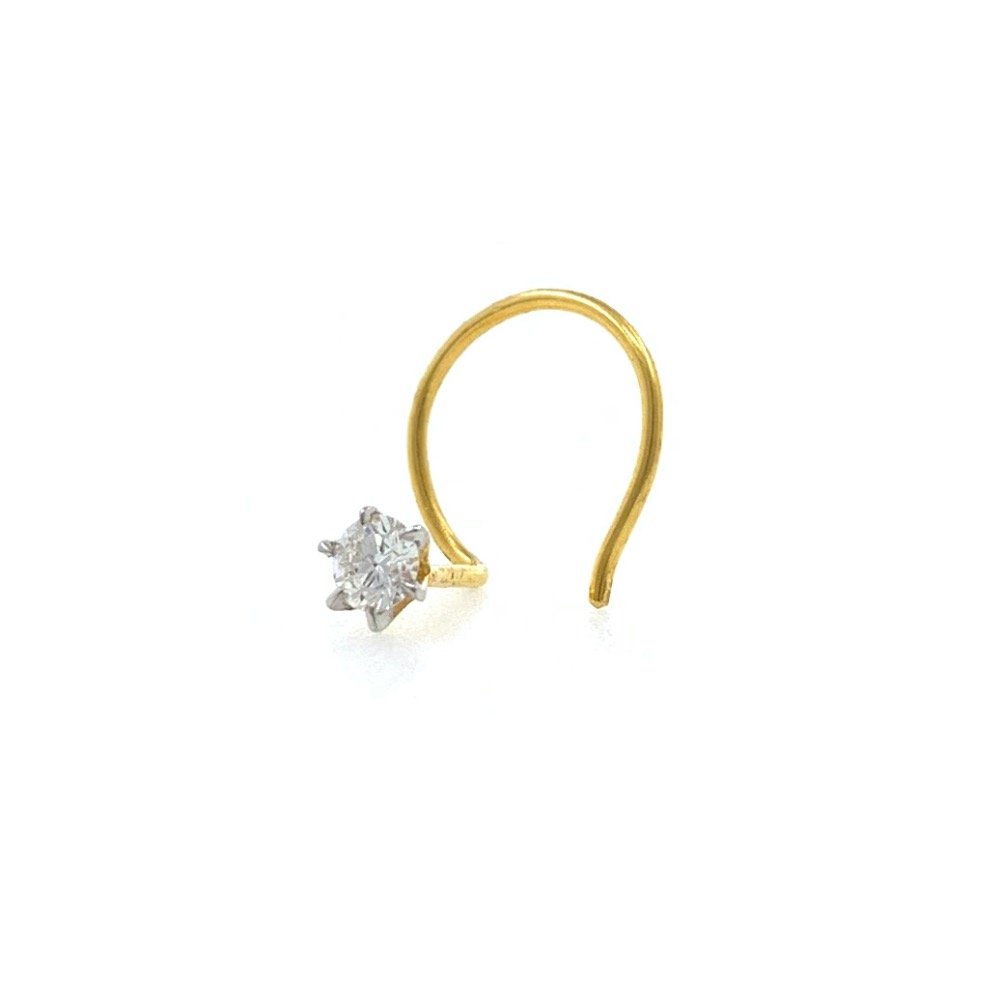 18kt / 750 Yellow Gold Classic Single 0.09 Cts Diamond Nose Pin 9np77