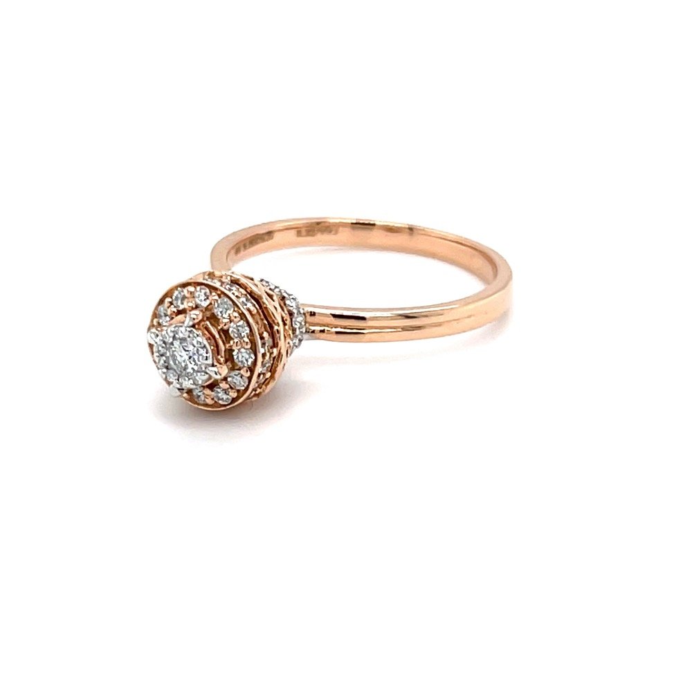 Fancy Vase Shaped Motif Diamond Ring in 18K Rose Gold 0LR164