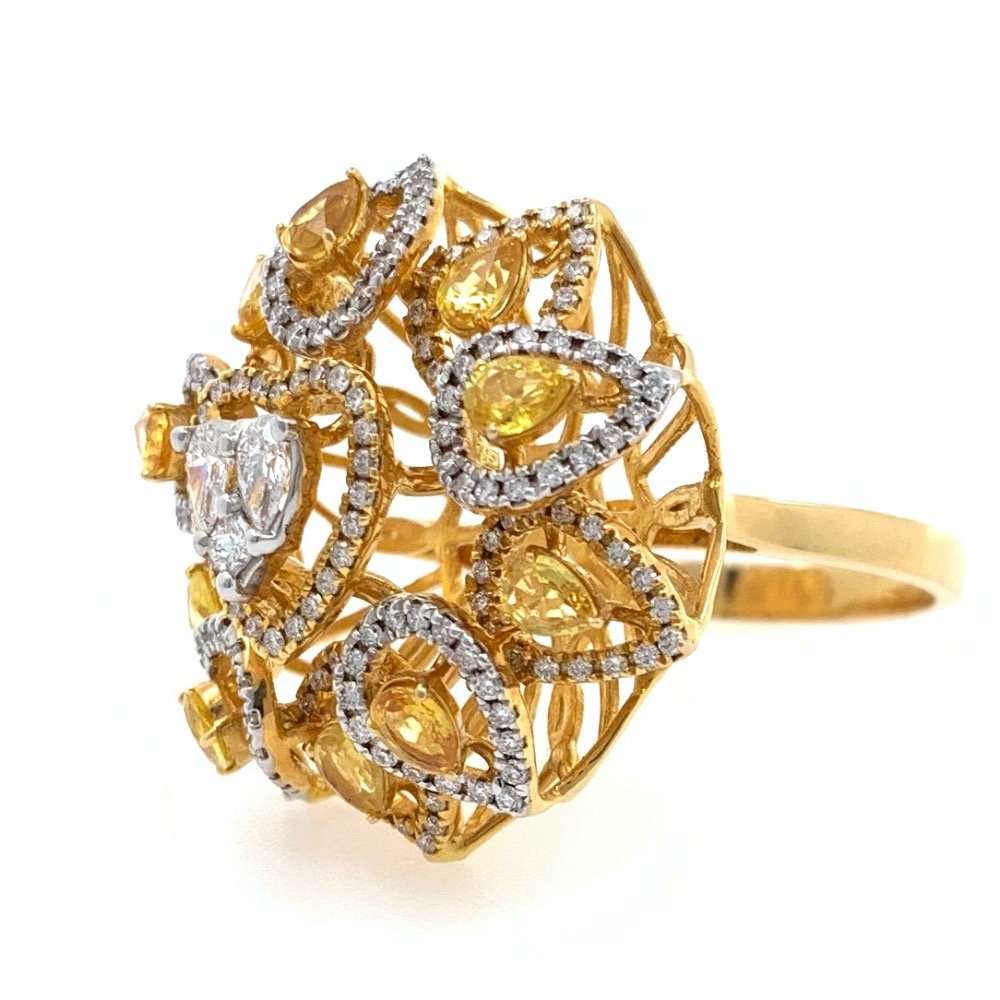 18kt / 750 yellow gold cocktail diamond ring for ladies 8lr228