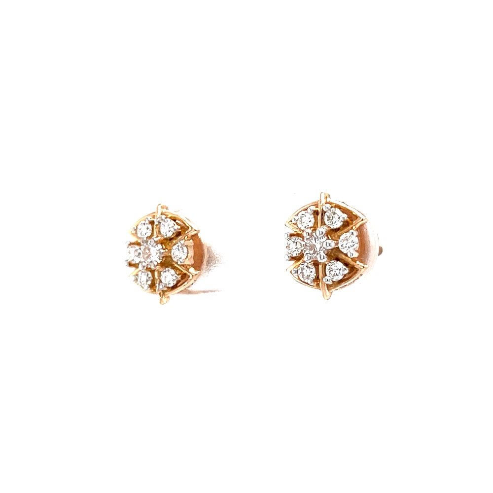 Seven diamond star stud with pizza shape design in rose gold