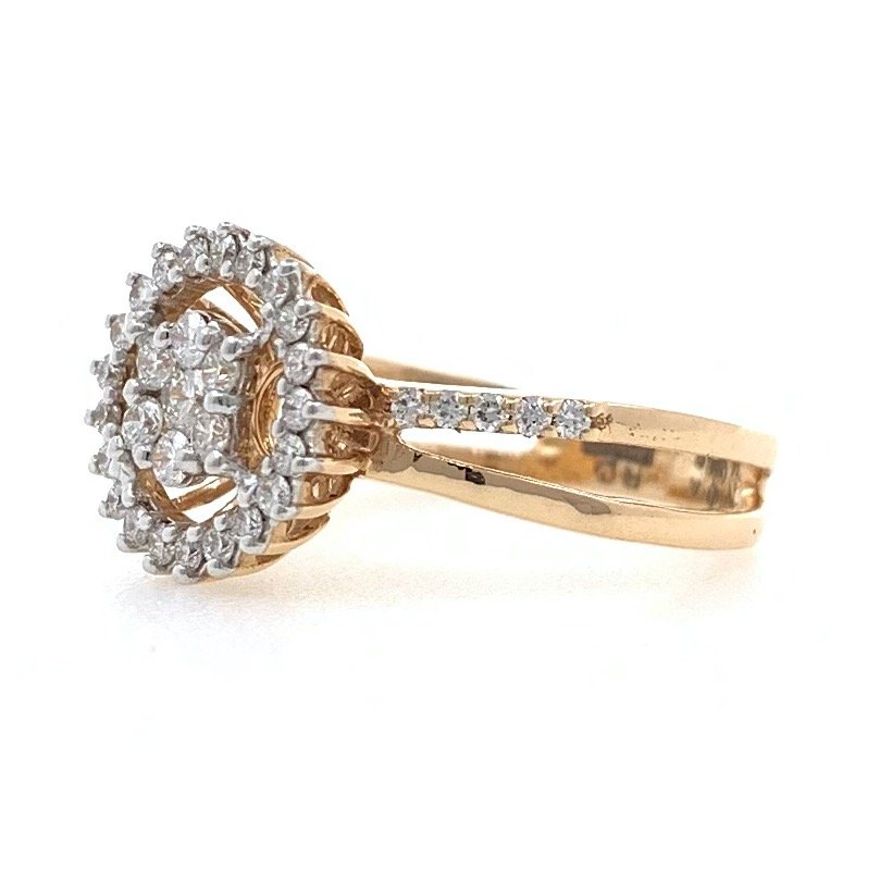 18kt / 750 rose gold flower diamond ring for ladies 9lr98