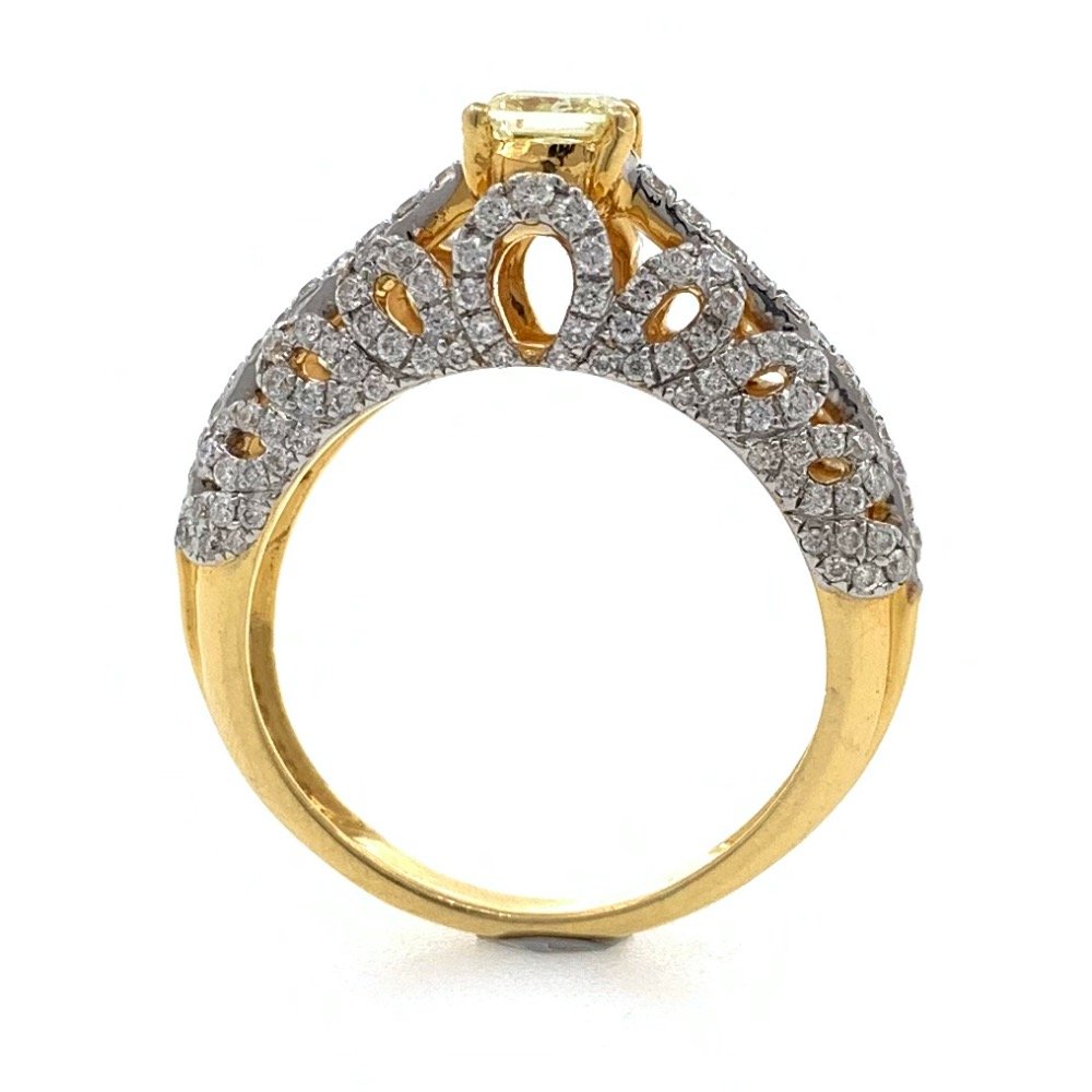 18kt / 750 yellow gold designer solitaire engagement diamond ring with yellow diamond 8lr21