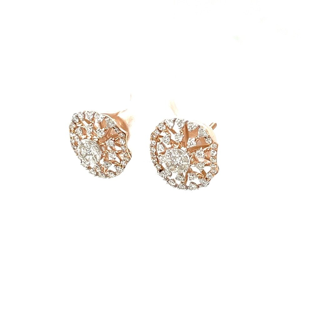 Traditional Diamond Stud Earring in 18K Rose Gold