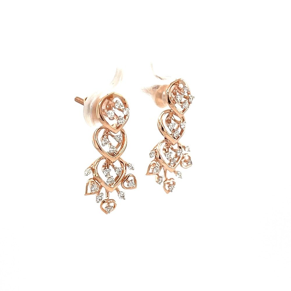 Trio Tear Drop Hanging Mini Chandlier Earring in 32 Cents Diamonds