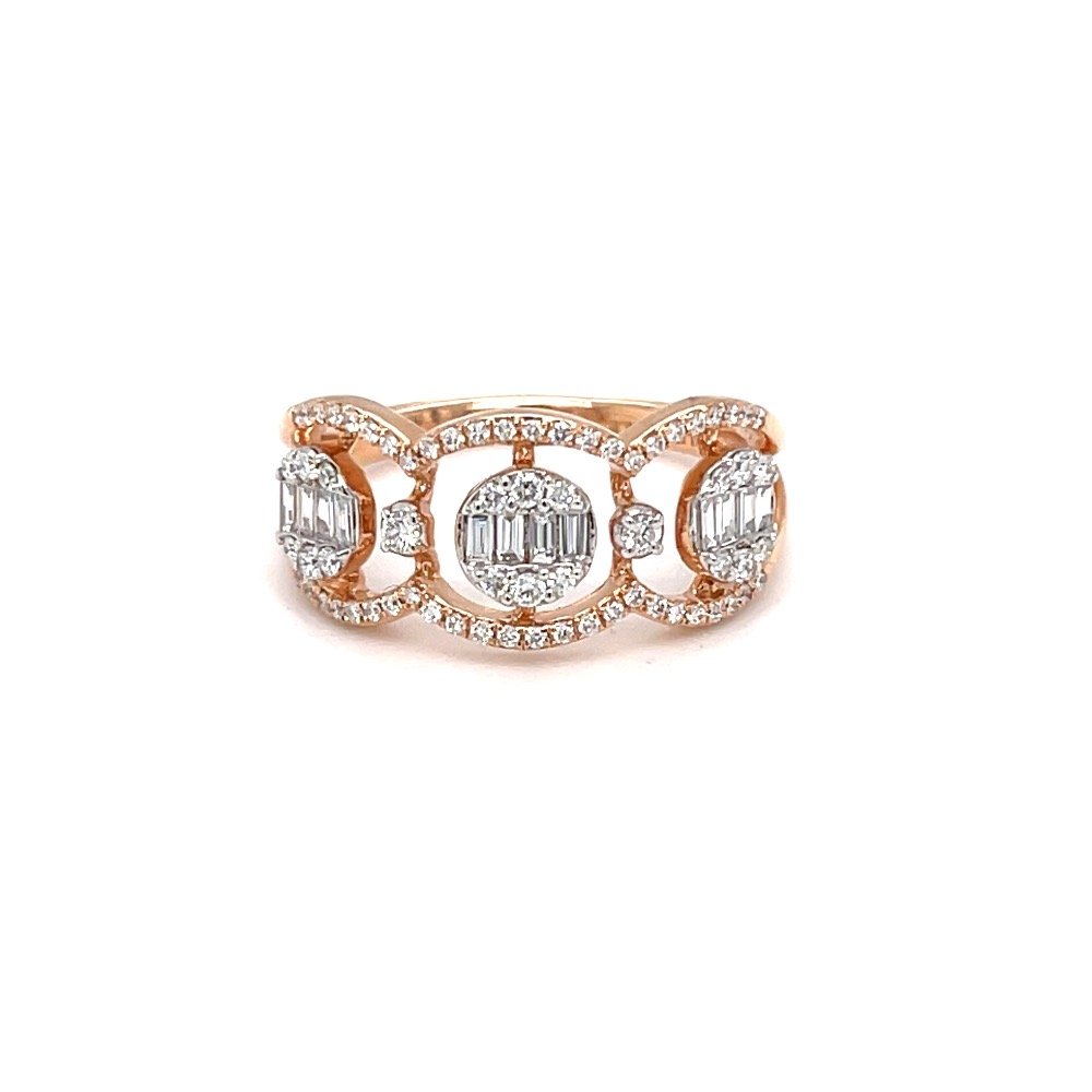 Tri pressure set diamond ring in 18...