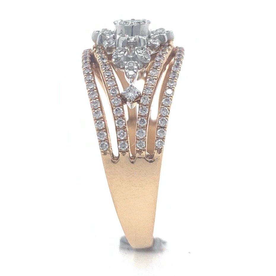 18kt / 750 rose gold micro setting flower diamond ladies ring 7lr158