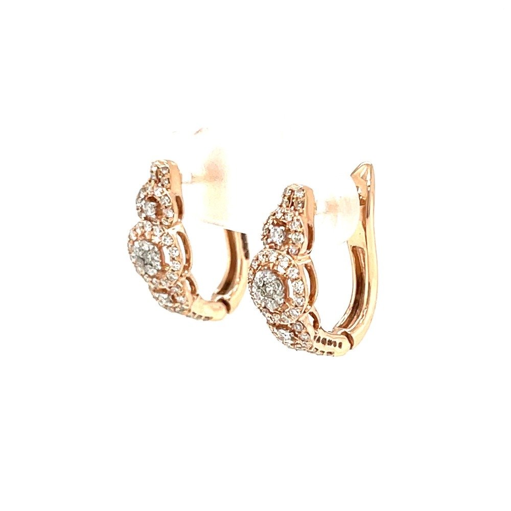 Every Day Wear Diamond Hoops Earring in 18k Rose Gold